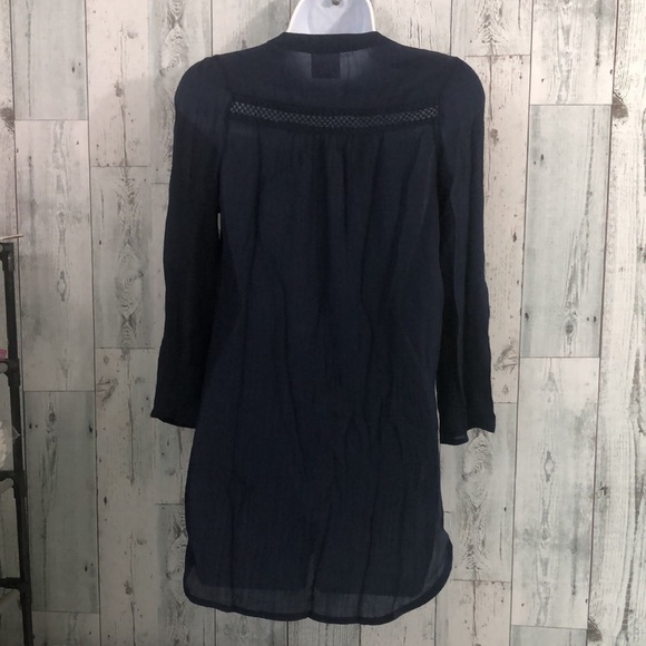 Market & Spruce Dark Blue Roll Tab Tunic Top Small - Picture 4 of 11